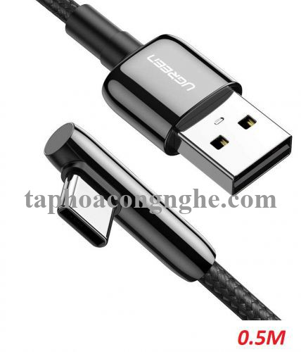 Ugreen 70282 0.5M màu đen cáp USB type C bẻ góc phải 90 độ ra usb A chống nhiễu US313 30070282
